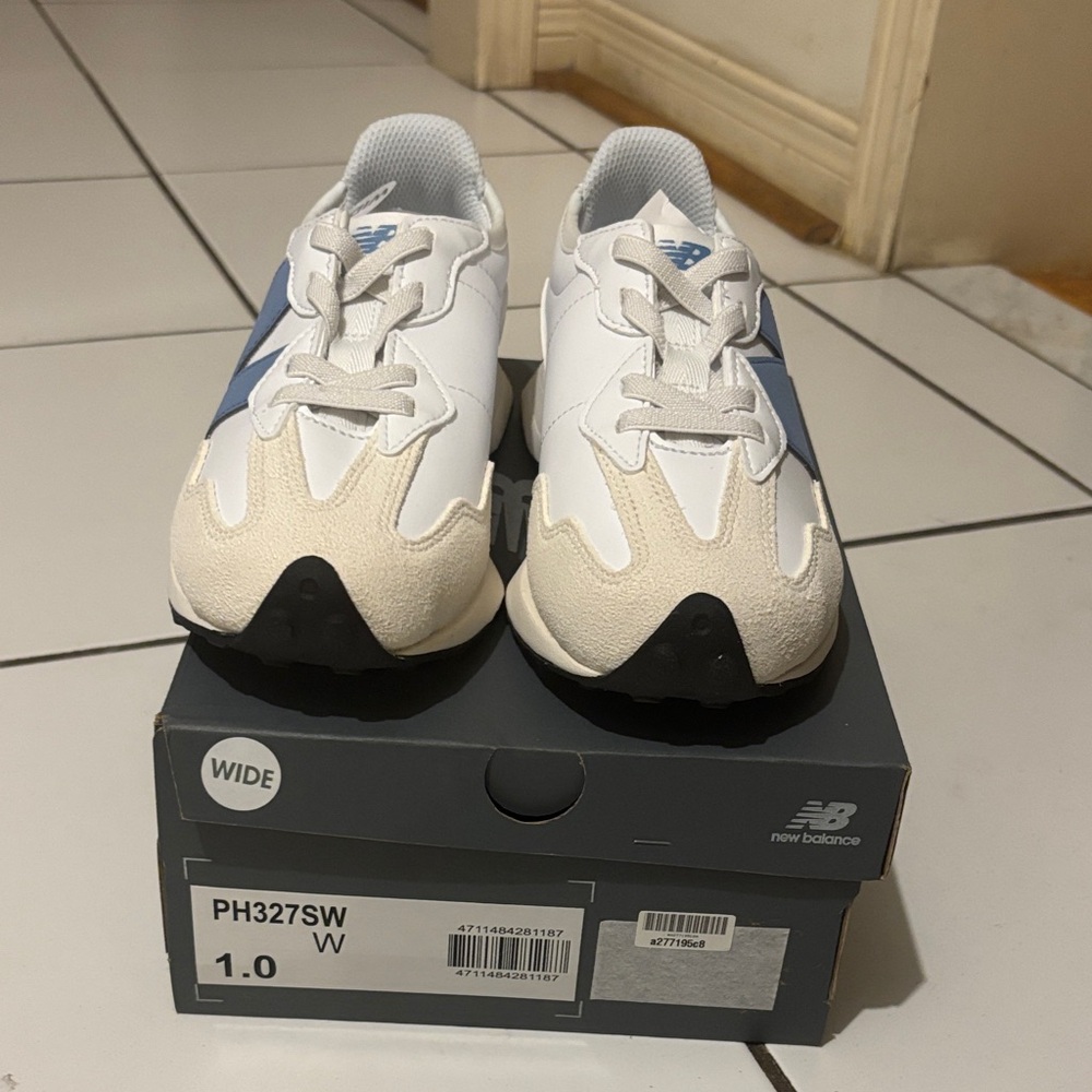 New Balance Kids' White and Cream Sneakers